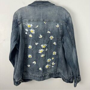 Laurie Felt Blue Denim Jacket with Daisy Embroidery